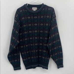 Vintage Traditions Knit Geometric Grandpa Crewneck Sweater Men’s Size Large